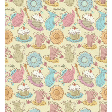 Retro Cupcakes Mugs Duvet Cover Set