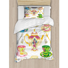 Vivid Teacups Sweets Duvet Cover Set