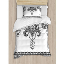 Floral Pattern Doodle Ornate Duvet Cover Set