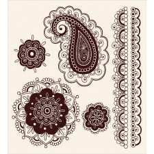 Tattoo Like Doodle Paisley Duvet Cover Set