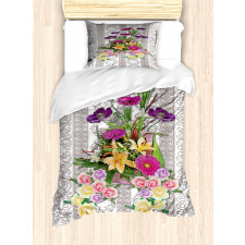 Colorful Bouquet on Curls Duvet Cover Set