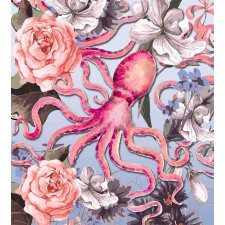 Animal Watercolor Flowers Duvet Cover Set