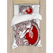 Long Haired Girl Zodiac Duvet Cover Set