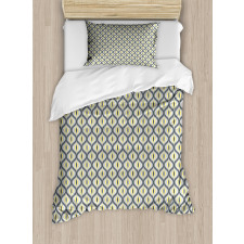 Ogee Shapes Vintage Pale Duvet Cover Set