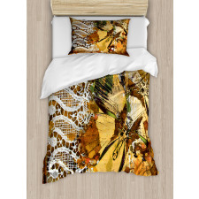 Butterfly and Lace Ornate Duvet Cover Set