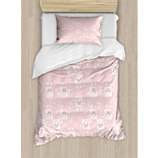 Pink Owls Birds Floral Duvet Cover Set