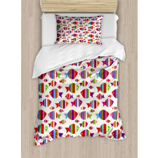 Vibrant Striped Fishes Duvet Cover Set