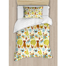 Cats Birds Butterfly Duvet Cover Set