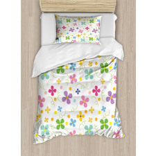 Spring Daisies Dots Sketch Duvet Cover Set