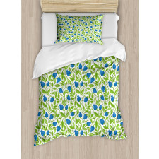 Flowering Blueberry Leaf Duvet Cover Set