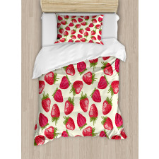 Strawberries Vivid Food Duvet Cover Set