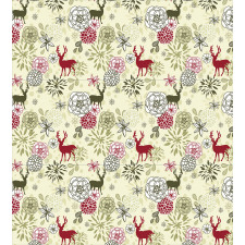 Deer Flowers Christmas Duvet Cover Set