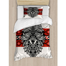 Tattoo Style Animal Face Duvet Cover Set