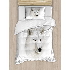 White Canine Head Mammal Duvet Cover Set