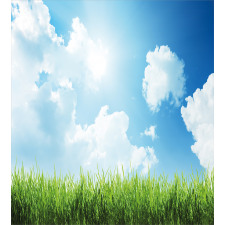 Sunny Day Grass Clouds Duvet Cover Set