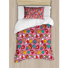 Dotted Hearts Rainbow Duvet Cover Set