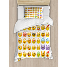 Many Emoticons Aliens Duvet Cover Set