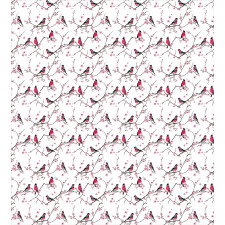 Bullfinch Birds Sakura Duvet Cover Set