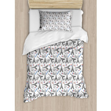 French Doodle Art Duvet Cover Set