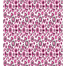 Pink Hearts and Circles Duvet Cover Set