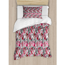 Romantic Random Hearts Duvet Cover Set