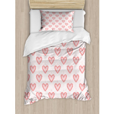 Dotted Heart Pattern Duvet Cover Set