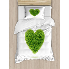 Heart with Fresh Leaves Duvet Cover Set