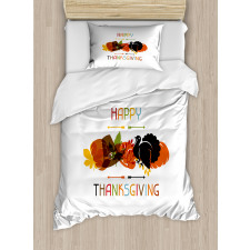 Bird Pumpkin Pilgrim Hat Duvet Cover Set