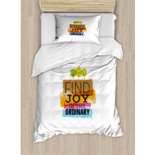 Inspirational Words Bird Duvet Cover Set