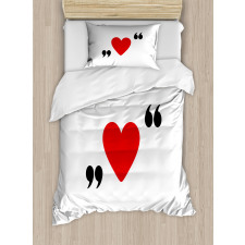 Red Simple Heart Duvet Cover Set