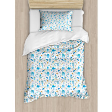 Stork Carrying a Baby Duvet Cover Set