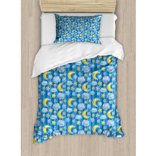 Abstract Moon and Clouds Duvet Cover Set