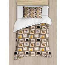 Patchwork Style Silly Faces Duvet Cover Set