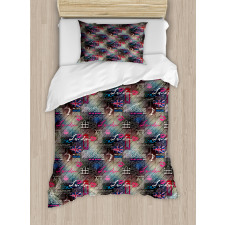 Grunge Newspaper Collage Duvet Cover Set