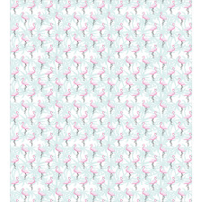 Palm Trees Pink Birds Duvet Cover Set