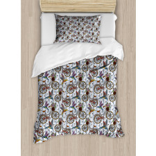 Nostalgic Flower Bird Duvet Cover Set