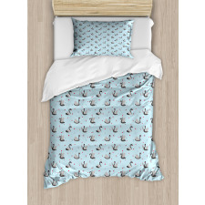 Dark Swans on Pale Blue Duvet Cover Set