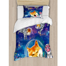 Astronaut Shibas in Space Duvet Cover Set