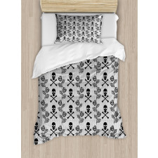 Lace Style Roses Skulls Duvet Cover Set