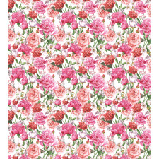 Pink Peonies Roses Duvet Cover Set