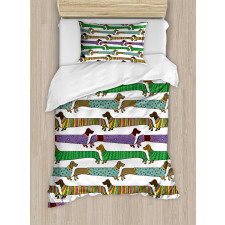 Dachshunds in Clothes Duvet Cover Set
