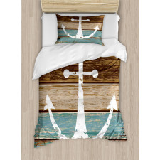 Grunge Marine Wooden Plank Duvet Cover Set
