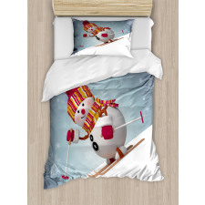 Skiing 3D Style Winter Duvet Cover Set