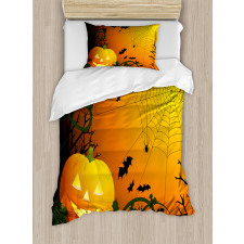 Pumpkin Leaves Bats Duvet Cover Set