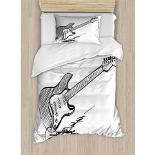 Rock Music Sketch Art Duvet Cover Set