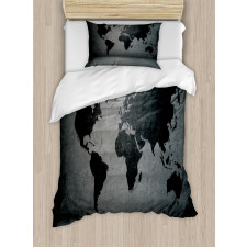 World Map on Wall Duvet Cover Set