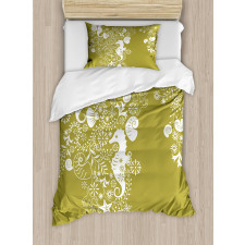 Swirls with Seahorse Duvet Cover Set