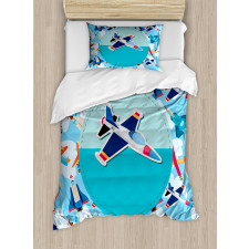 Airplane Composition Duvet Cover Set