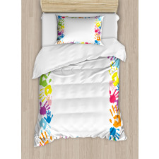 Colorful Handprints Duvet Cover Set