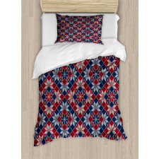 Tartan Geometric Floral Duvet Cover Set